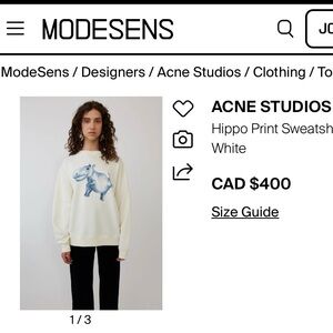 Acne Studios Cream Tee with Blue Hippo Graphic